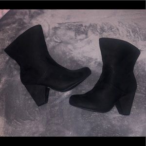Torrid Black Faux suede cone heel bootie 8w